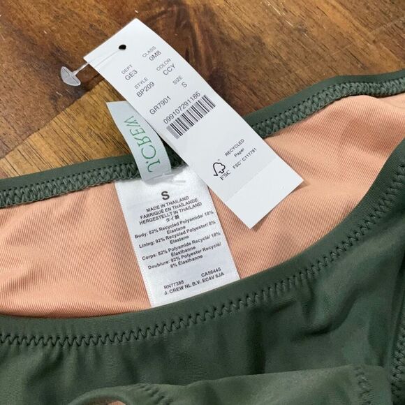 J. Crew Cool Cypress Green BP209 Heritage 1989 High Leg Bikini Bottom Small NWT - Picture 2 of 5